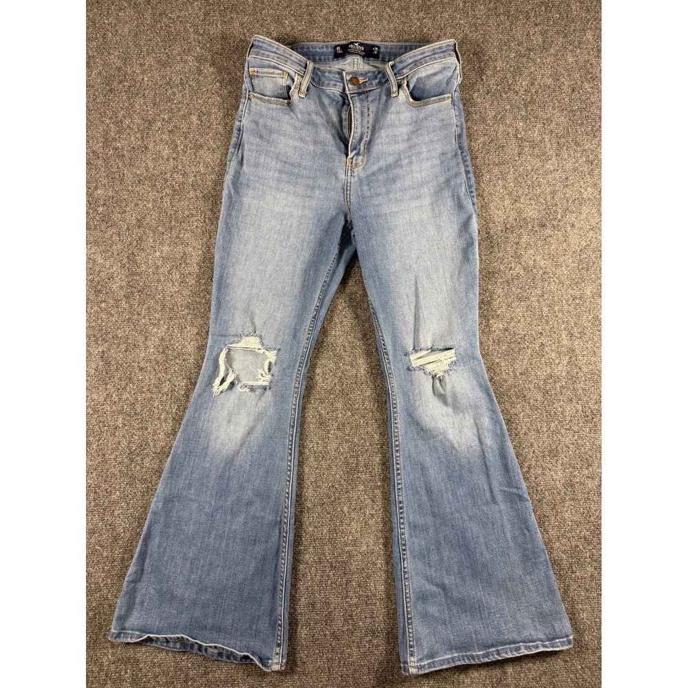 Hollister Jeans Womens 9 High Rise Vintage Flare Distressed Light Wash Y2K Boho